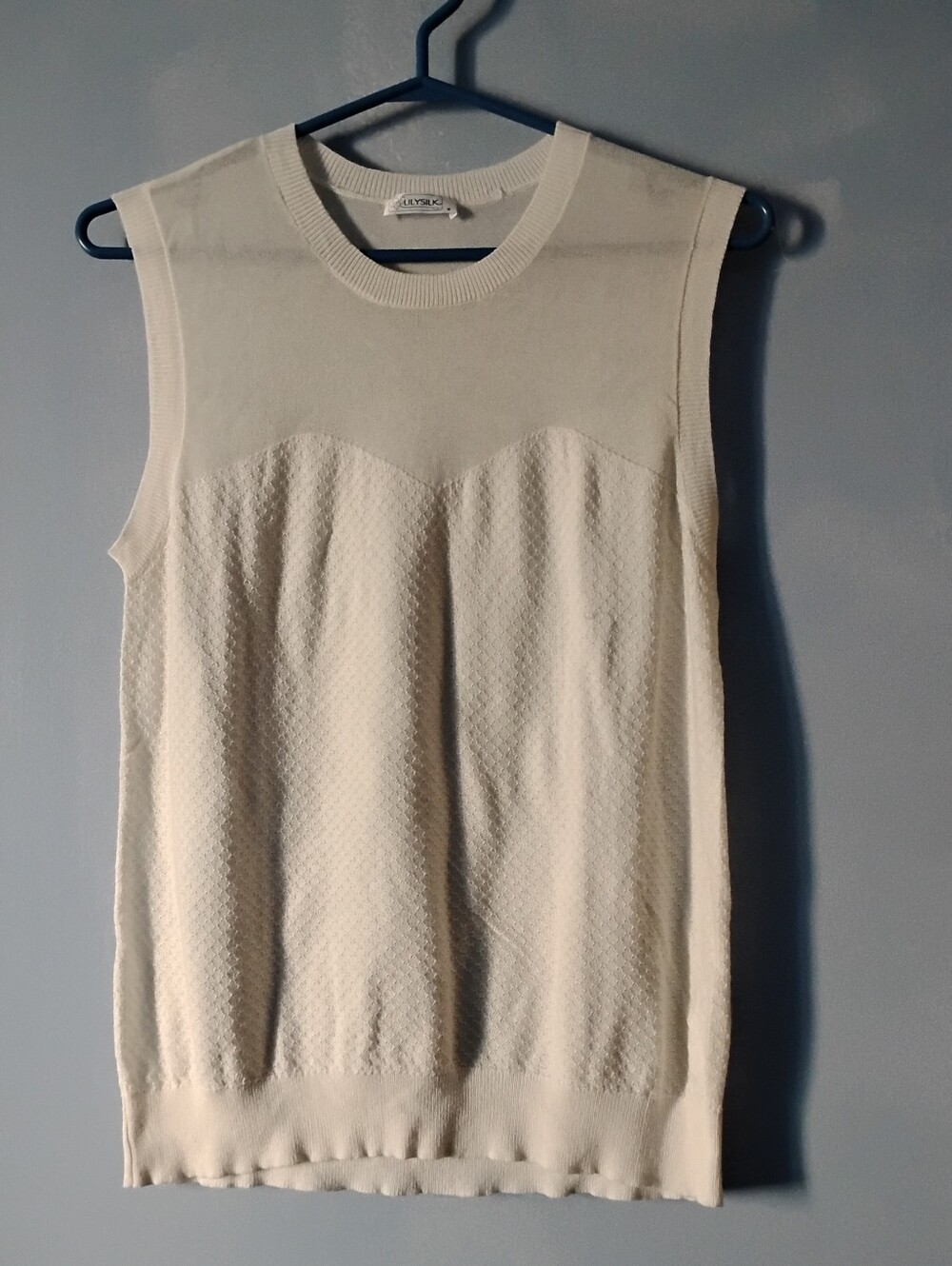 Lilysilk Cream 100% Silk Knit Sleeveless Shell Tank Top M